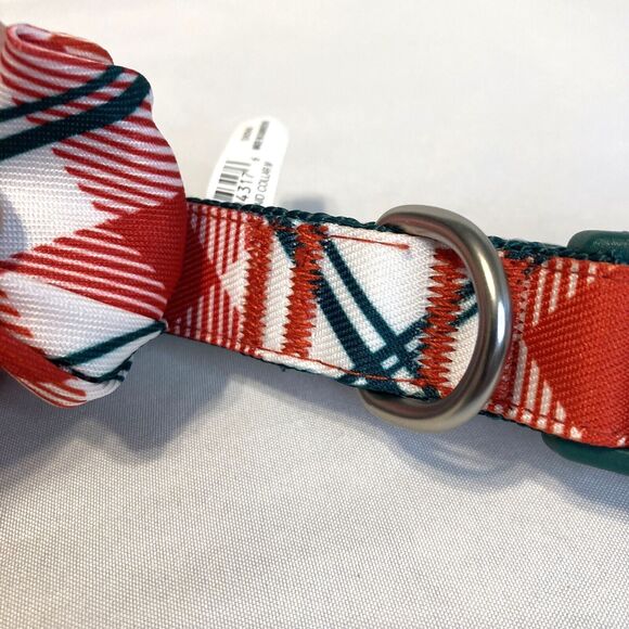 Merry & Bright Festive Dog Collar w/Bowtie Red Green & White Size Medium - Picture 12 of 12